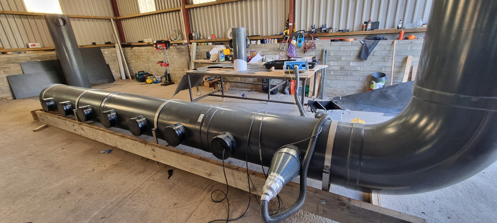 PVC Header Duct for Client being Pressure Tested before delivery.